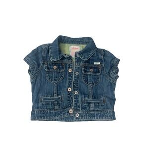 Vtg Oshkosh Jean Jacket Denim Short Sleeve Girls Size 5